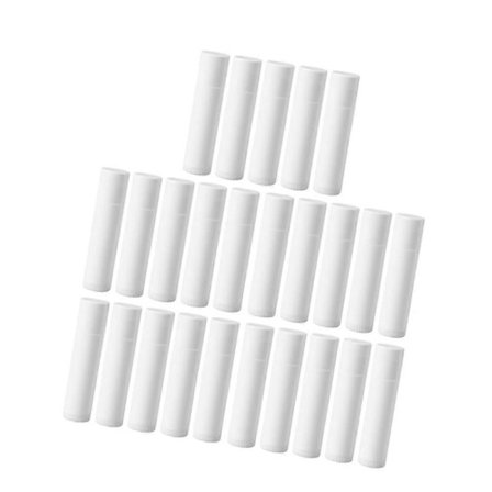 Tomme leppestifthylser, leppepomadehylser, rund hette, materiale 6,70 x 1,60 x 1,60 cm, DIY, 30 stk.