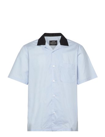 Mads Nørgaard Organic Cotton Poplin Kenji Shirt Ss - Blue - M