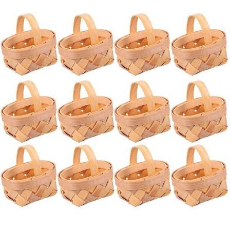 12 st Mini Korgar i Träflis, Handvävda Korgar, Dekorationer, Ask