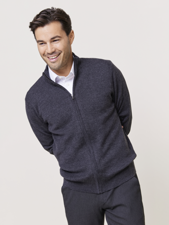 MATCH - Manzini ullcardigan - Mario Conti - Herre - Gensere & Cardigans - Grå - M - 100% ull - merino