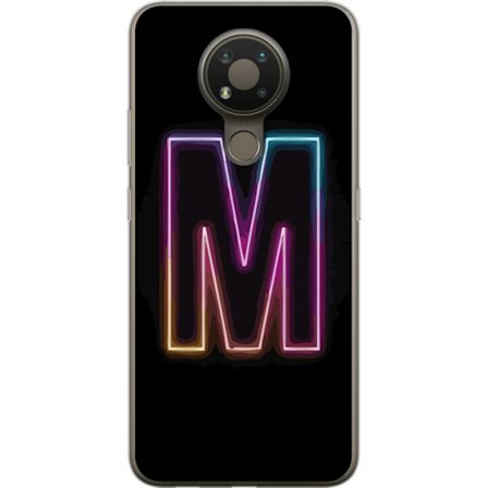 Yhteensopiva Puhelinkuori Nokia Nokia 3.4 Neonkirjain M värinvaihtuva valotehoste mustaa taustaa vasten, moderni minimalistinen typografia vahvalla h