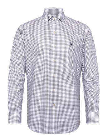 Polo Ralph Lauren Custom Fit Plaid Stretch Poplin Shirt - White - XS