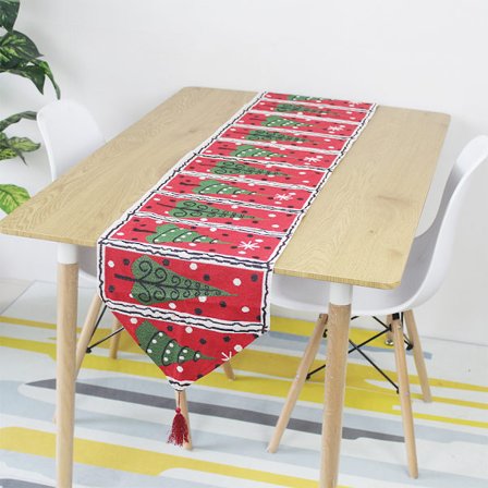 Julbordslöpare Bomull Linne Tyg med Toppar Placemat Matsal Bordsdekorationer Semester Bröllopsfest