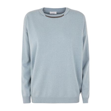 Brunello Cucinelli Round Neck Pullover Blå, Dame