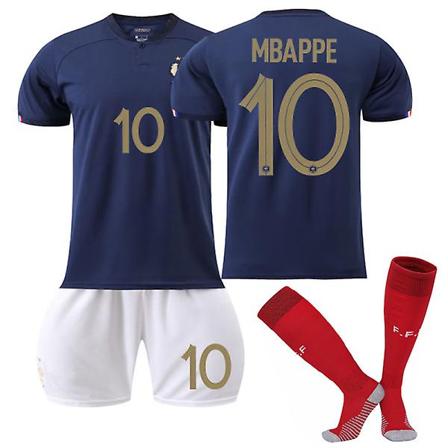 22-23 VM Frankrike Hemma 10 Mbappe Fotbollströja Set 16
