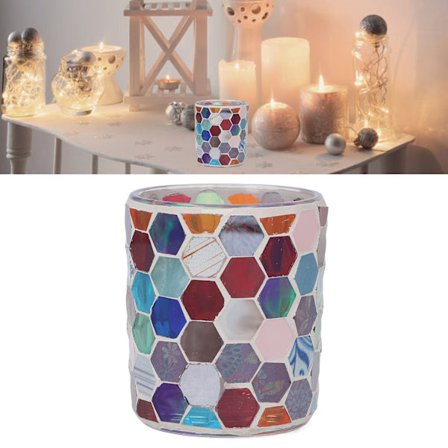 Glass Lysestake Moderne Europeiske Fargerike Sekskantede Mosaikk Lysestake Hjem Stearinlys Middag Dekorasjon
