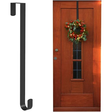 Joulukranssin ripustin, 15' / 38 cm metallinen ovikranssin pidike joulukoristeisiin - 1 kpl - Musta