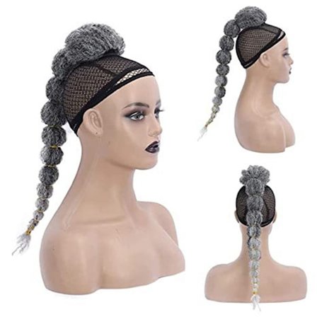 Lång flätad hästsvansförlängningsbubbla hästsvansfläta GRÅ 5 5