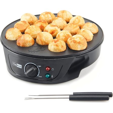 Takoyaki Maker Pan med Temperaturstyring, Tilbehør og Opskrifter, Lav 18 Japanske Blækspruttebolde på én gang, Nem at Bruge