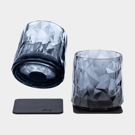 Magnetic plastic tumblers Silwy Magnetic Plastic Glass Tumbler, grey, 25 cl, 2-pack + magnetic coasters