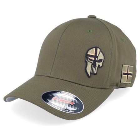 Army Head - Verde flexfit Cappellino - Norway Army Skull Olive Wooly Combed Flexfit @ Hatstore