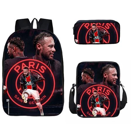 Neymar Fotballryggsekk Student Skoleveske i Tre Set Rød 40cm red