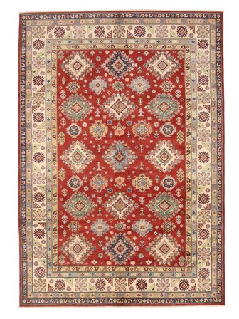 Dywan Orientalny Kazak Fine 204X289 Ciemnoczerwony/Brunatny (Wełna, )