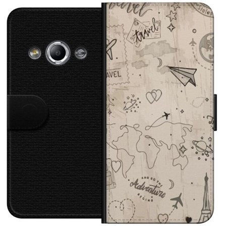 Kompatibelt Lommeboketui til Samsung Galaxy Xcover 3 Futuristisk pansret helt i rosa og gull med lysende energi i dramatisk neonmiljø