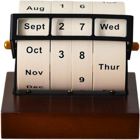 KLKCMS Evigvarende Kalender Nedtelling Skrivebordskalender Roterende Kalender i Tre for Klasserom