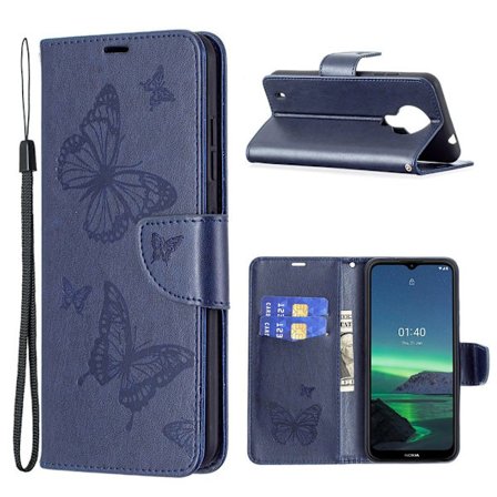 Butterfly läder Nokia 1.4 fodral - Blå