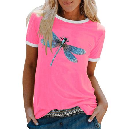 Kortärmad T-shirt För Kvinnor Med Rund Hals