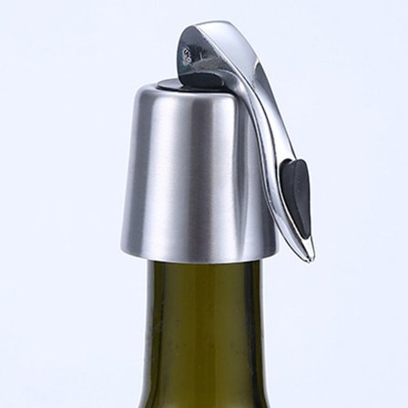 Vinstoppare Set om 2, Vinstoppare i Rostfritt Stål, Vinkorkskruv för att Hålla Vin Färsk, Vingåvor Tillbehör för Vinälskare