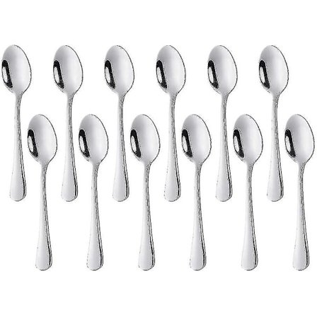 Sett med 12 rustfrie stålskjer for dessert - 11 cm - Sølv