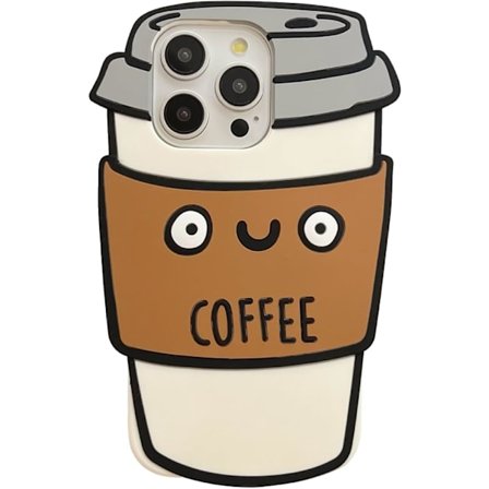 3D Kaffekopp Deksel, Tegneserie Søt Kawaii Nydelig Karakter Kaffekopp Form Barn Tenåringer Jenter Kvinner Myk Silikon Deksel for iPhone 14 Pro Max/