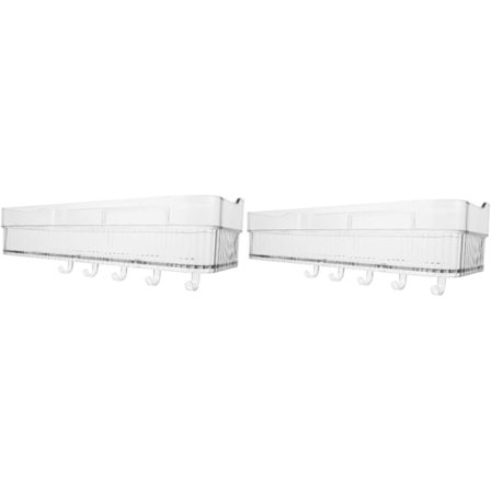 2 stk. transparent badeværelseshylde selvklæbende opbevaringshylde væghylde til opbevaring vægmonteret opbevaringsreol vægmonteret opbevaringshylde