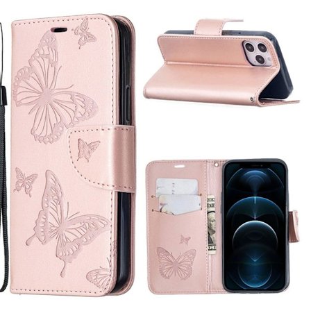 Butterfly iPhone 12 / 12 Pro Flippetui - Rose Gull