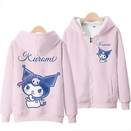 Naisten Sanrio Kuromi Vetoketjullinen Huppari Söötti Piirretty Painatus Takki Pusero Rento Huppari Paita Joululahjat (L C)