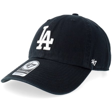 47 Brand - MLB Svart unconstructed Caps - Los Angeles Dodgers Clean Up Black/White Adjustable @ Hatstore