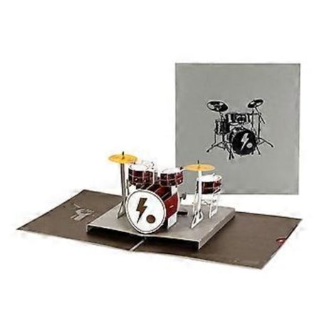 3D Instrument Drum -onnittelukortti kirjekuoripakkauksella käsinkirjoitettu kiitoskortti kiitollisuuden ja yllätyksen ilmaisemiseen