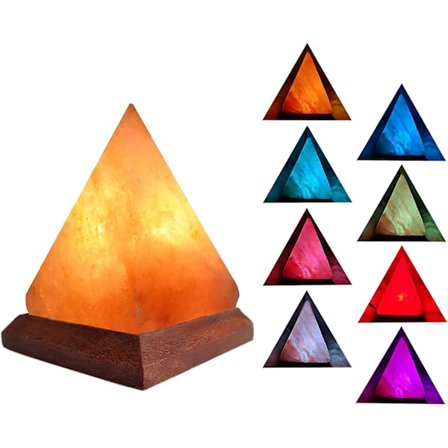 USB Himalaya Saltlampe med 7 farger som skifter, pyramide krystall salt stein lampe for kontor, hjemmedekor, yoga, feriegave - håndskåret, ekte 
