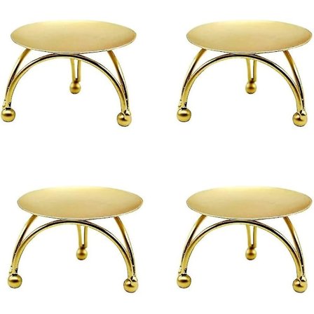 Søjlelysestativer. Sæt af 4 stykker Gyldne Lysestager Metal Stativ Gave