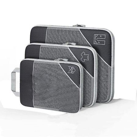 Matkalaukku kompressiokuutiolla organisointia varten - 3 osaa Black