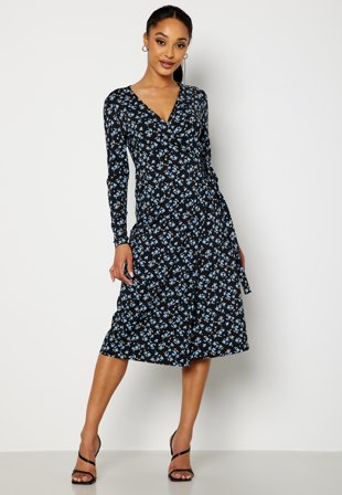 BUBBLEROOM Naomi midi dress Black / Floral Klær