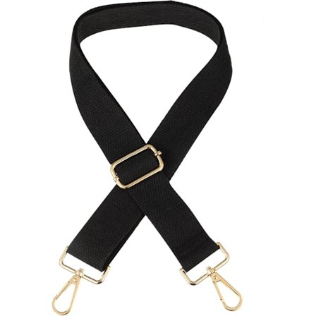 Svart Handväskesrem - Ersättningsremmar för Väskor (Gyllene Beslag)