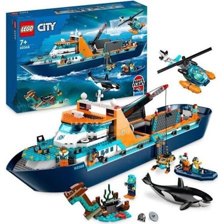 LEGO City 60368 Arctic Exploration Ship, stor flytande båtleksak, barngåva