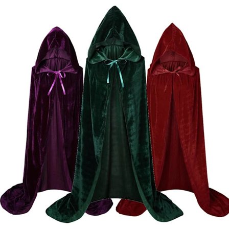 1 Voksen Hette Cape, Cosplay Kostyme Fløyelskappe, Cape Heks Trollmann Kappe Lilla Purple Large(120-140cm)