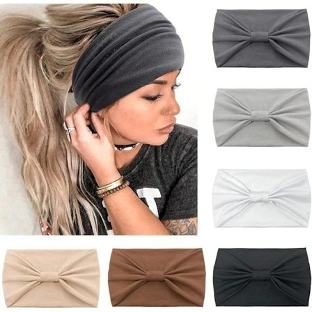 6-pakning Boho Turban Hodebånd for Kvinner, Myke Brede Yoga Hårbånd, Elastisk Voksenstil Skjerf i Trendy Farger