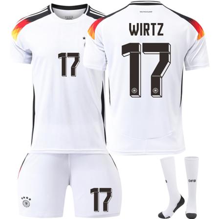 Tyskland Hjem Europa Cup 2024 Drakt Fotballdrakt Barn Menn Kit Nr.17 WIRTZ With socks 18