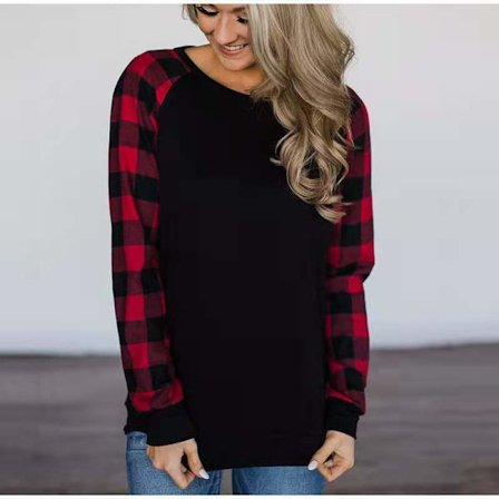 Naisten pitkähihaiset paidat, pyöreä pääntie, pusero, kuviollinen raglan-mallinen rento tunika