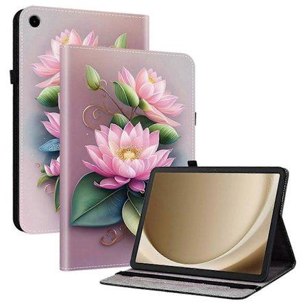 Læderetui med mønster til Samsung Galaxy Tab A9+ med kortlommer og stativ