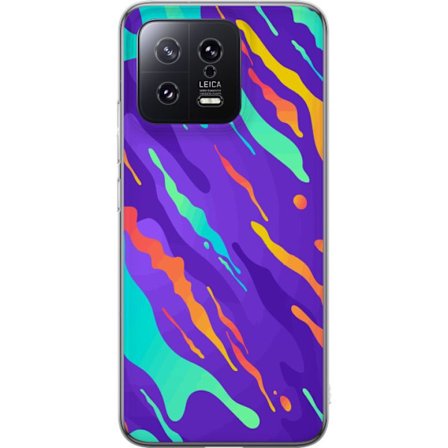 Kompatibel Mobilcover til Xiaomi 13 Farverigt abstrakt mønster med flydende former i lilla, turkis, gult og orange.