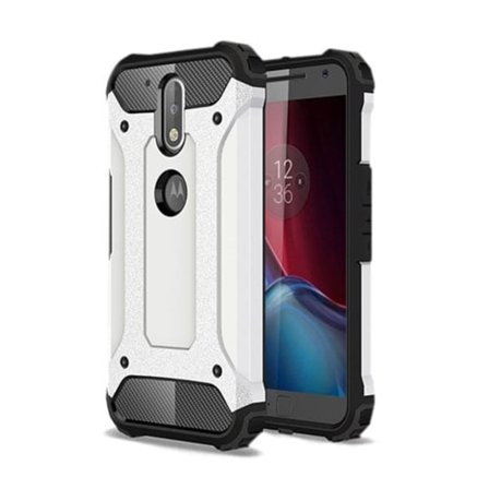 Hårderåde Armor TPU-skal för Motorola Moto G4/G4 Plus - Vit