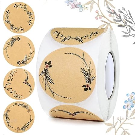 1 stk. 500 stk. bryllupskuvertklistermærker, runde kraftklistermærker