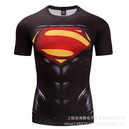 Digital Print Superman Kortærmet Captain America Sports Tætsiddende Tøj Hurtigtørrende Fitness Stretch T-shirt
