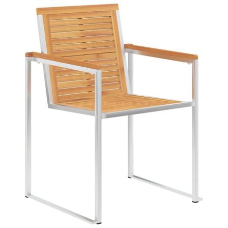 Vidaxl Trädgårdsstolar 6 St Massiv Teak Och Rostfritt Stål Brun