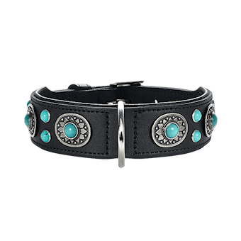 Hunter - Dog Collar Sioux Black/Turquoise S-M 50 - Neck 35-43cm - Hund - Halsbånd - ZOO.no