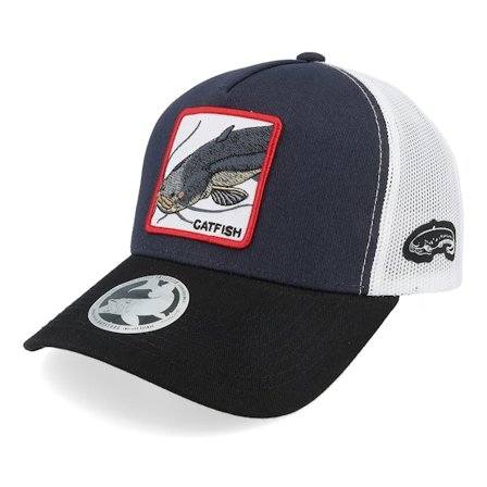 Skillfish - Blauw trucker Cap - Catfish Box Navy/White/Black A-frame Trucker @ Hatstore