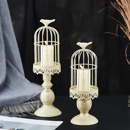 Retro Bird Cage Candle Holder Vintage Metal Candlestick Weddings Candle Centerpieces For Tables Nordic Romantic Party Home Decor