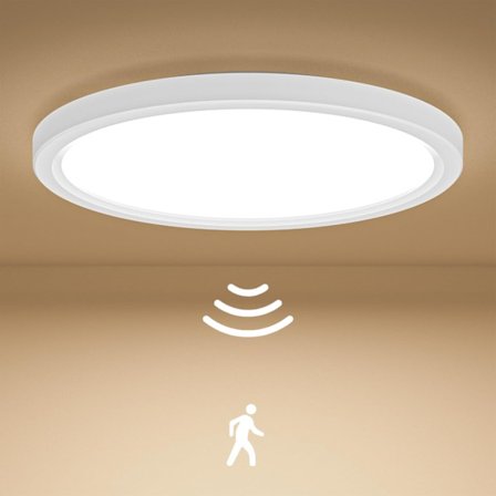 LED loftlampe med bevægelsessensor, 18W 4000K indendørs bevægelsessensorlampe, 1800LM 30cm loftlampe til entre, trapper, garage [Energiklasse E]