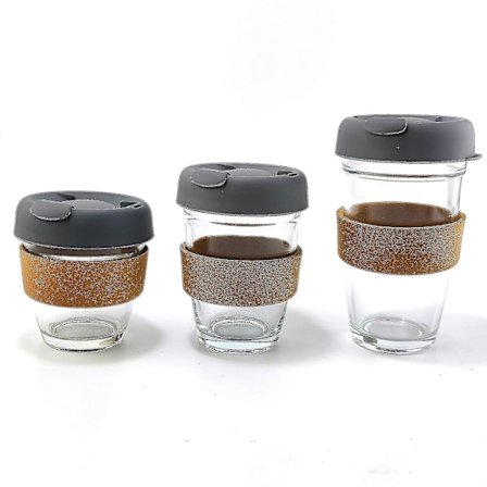 12oz Medium Glas Brew Återanvändbar Kaffekopp, Kork, Press, 12 Oz-fskj